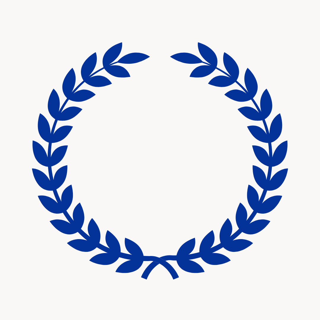 LILIXIR awards Blue laurel wreath on a white background