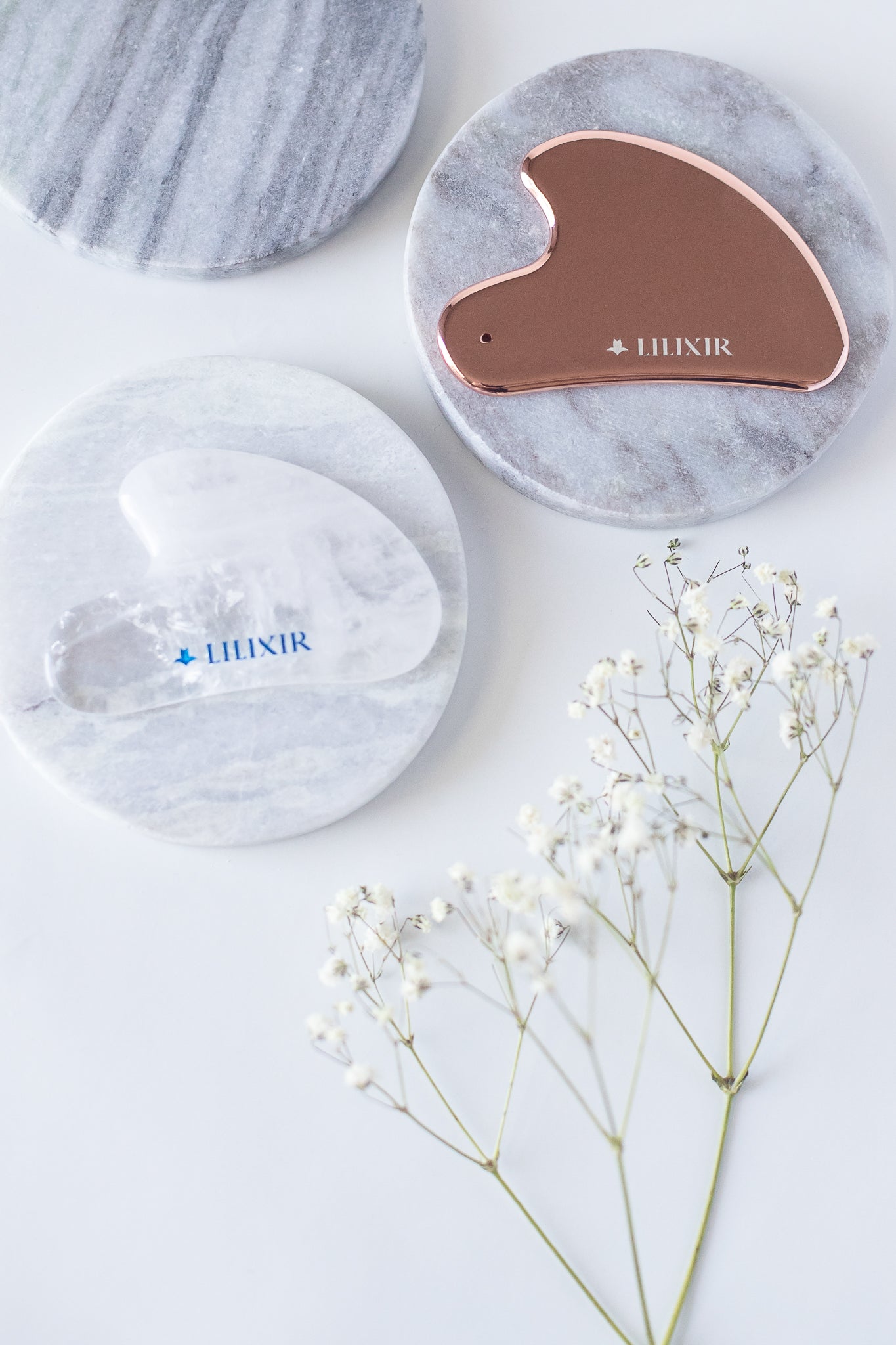 lilixir golden acupressure tool and crystal gua sha