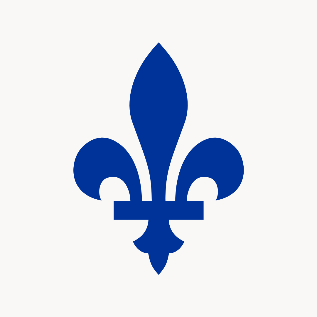 Blue fleur-de-lis symbol of quebec on a white background, meaning that lilixir products are made in quebec