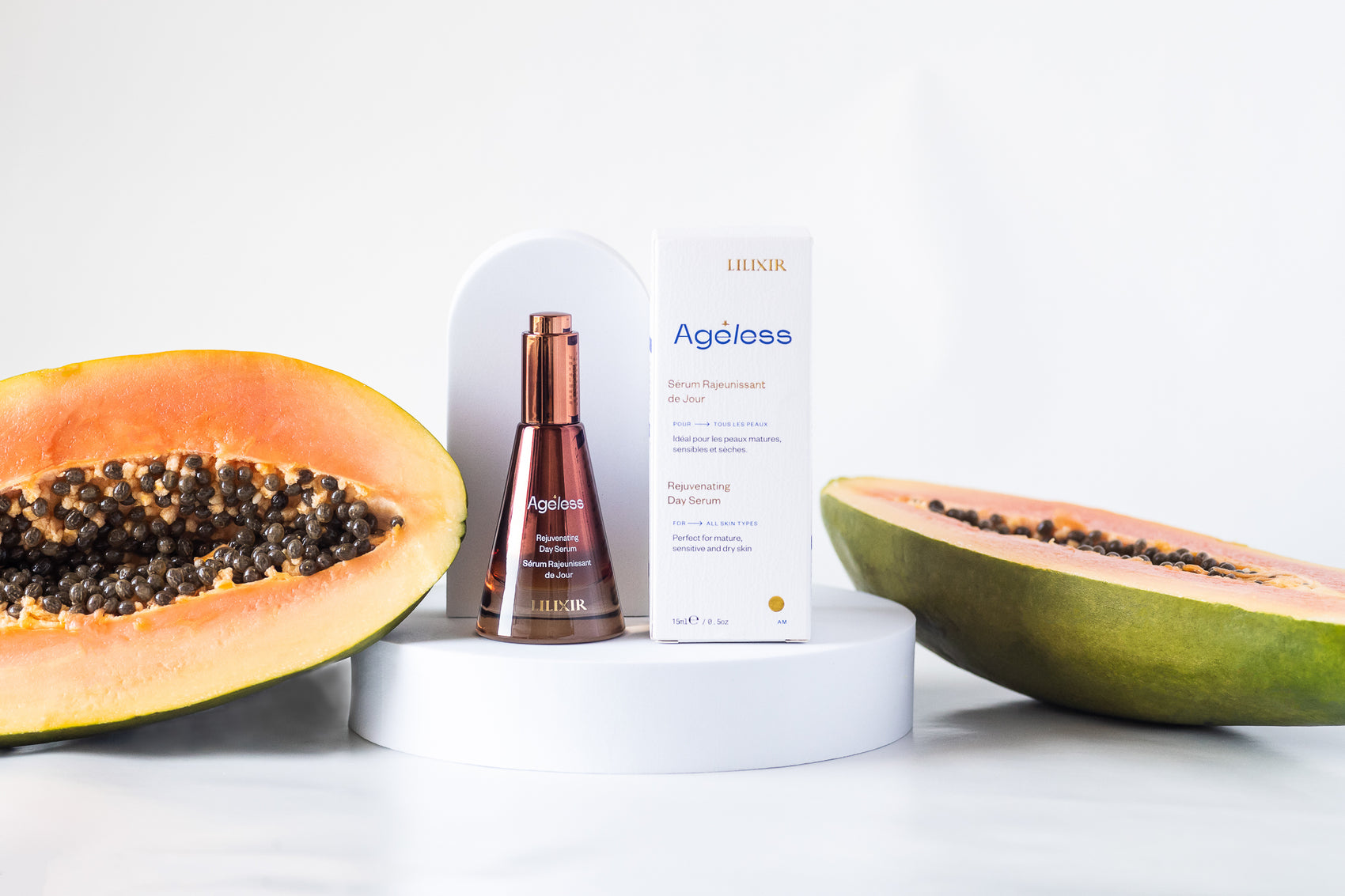 LILIXIR Ageless Rejuvenating Day Serum, plant-based, natural, vegan, cruelty free, organic anti-aging treatments.