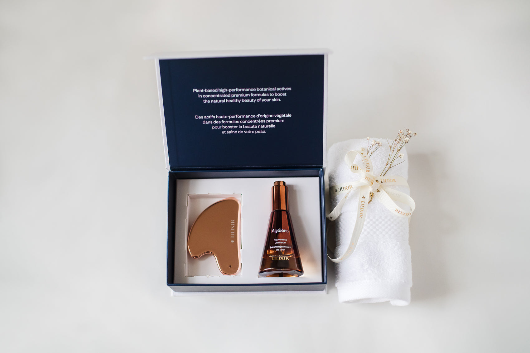 LILIXIR Ageless Day Serum and Golden Stainless Steel Gua Sha set offers a range of skincare benefits that target multiple concerns